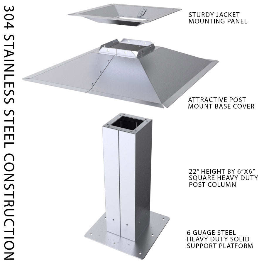 Sunstone 22" Sunstone Post Mount for the Appliance Jackets - SUNJKPOST