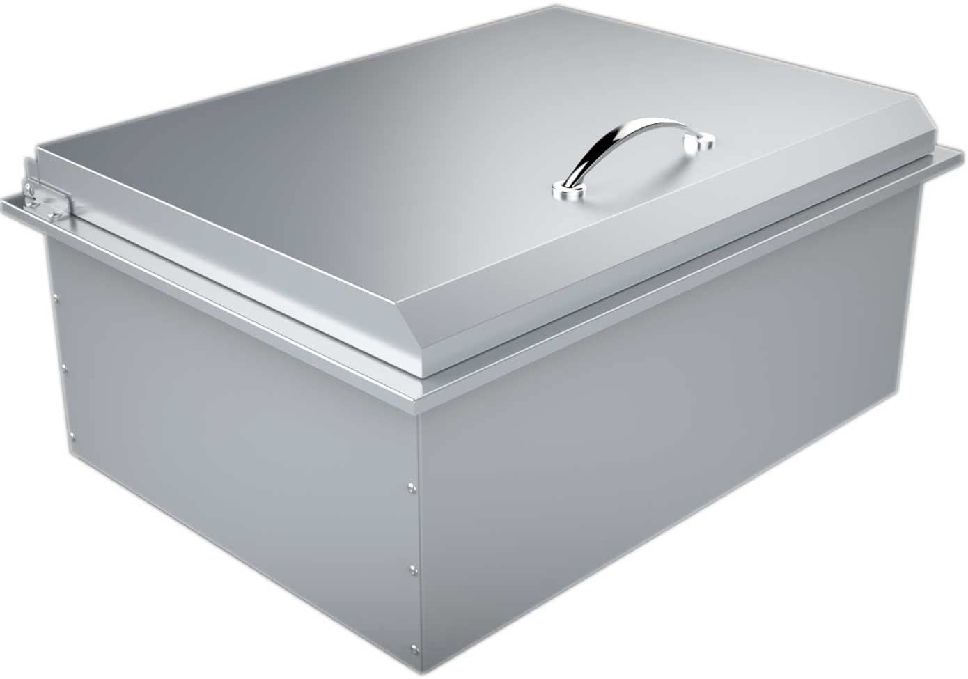 Sunstone 28" Fully Insulated Drop-in Ice Chest w/Hinged Lid & Two Removable Dividers - A-IC - Hinged Lid Closed