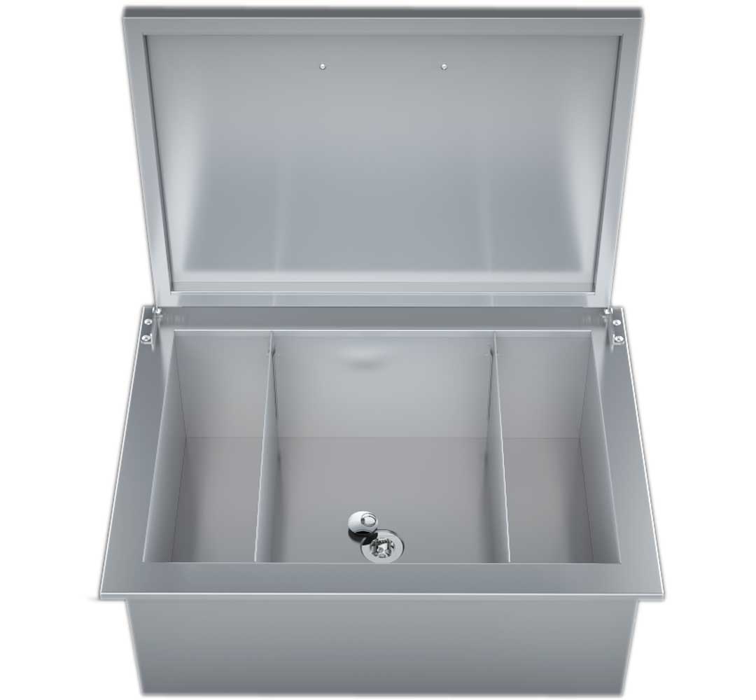 Sunstone 28" Fully Insulated Drop-in Ice Chest w/Hinged Lid & Two Removable Dividers - A-IC - Dividers (Top View)