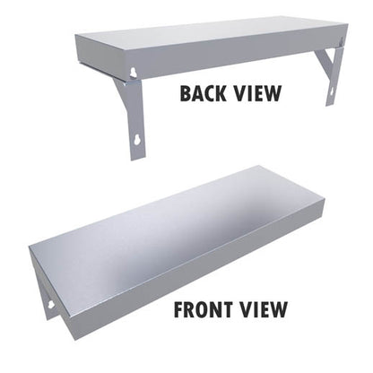 Sunstone 304 Stainless Steel Sturdy Wall Shelf - SCC30KB-WLSHELF - Back and Front Views.