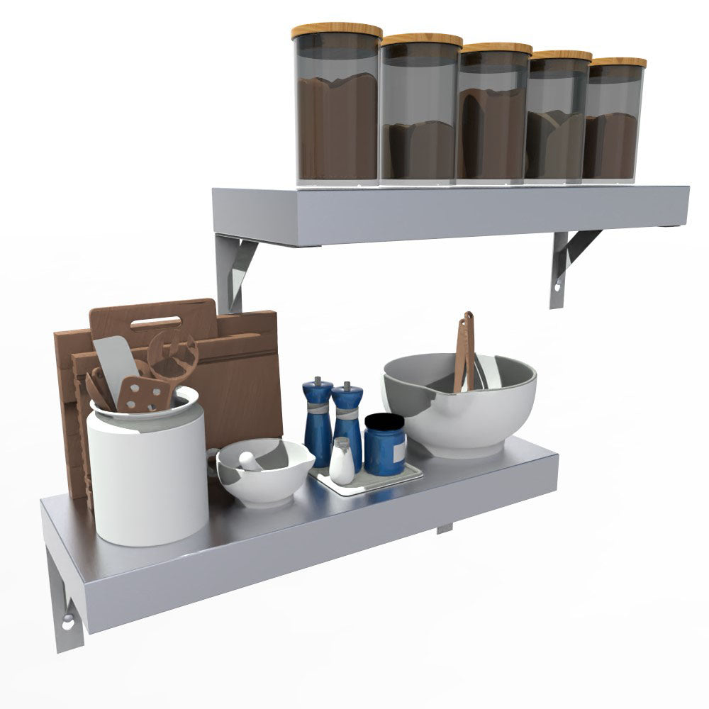 Sunstone 304 Stainless Steel Sturdy Wall Shelf - SCC30KB-WLSHELF - Shelves with Kitchen Items.