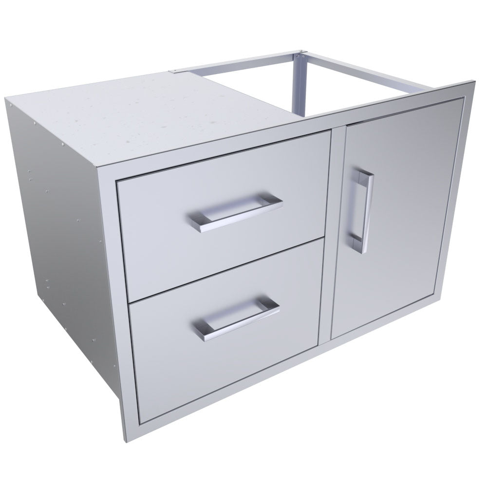 Sunstone 36" Beveled Style Double Drawer & Door Combo w/Removable Support Frame - A-DDC36