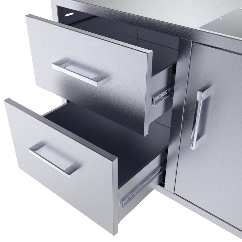 Sunstone 36" Beveled Style Double Drawer & Door Combo w/Removable Support Frame - A-DDC36