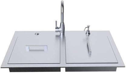 Sunstone ADASK37 37-Inch ADA Compliant Double Sink W/ Covers & Hot/Cold Faucet