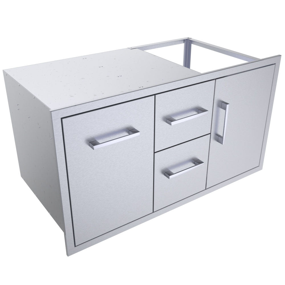 Sunstone 42" Beveled Style Double Drawer & Door Combo w/Removable Support Frame - BA-DDC42 - Angled view