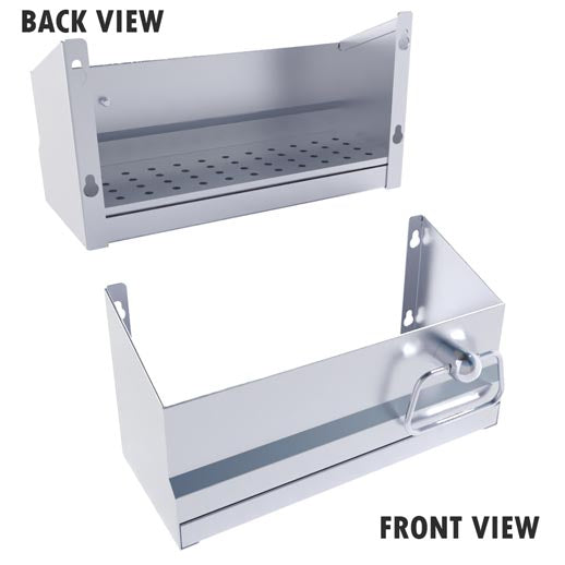 Sunstone Cocktail Tender Bar Caddy - BC-BC14 - Back and front views of metal caddy.