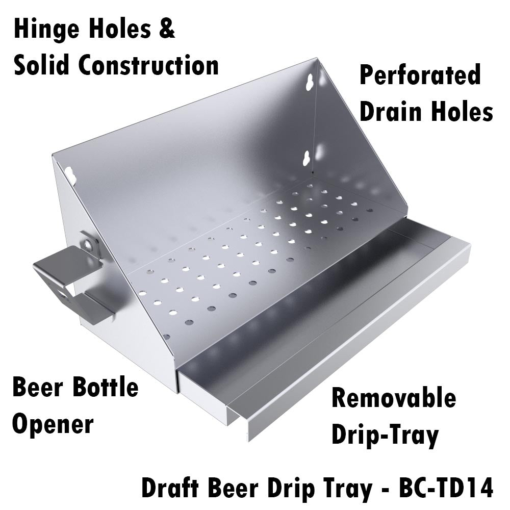 Sunstone Cocktail Tender Beer Draft Drip Tray w/Bottle Opener & Drip Pan - BC-TD14