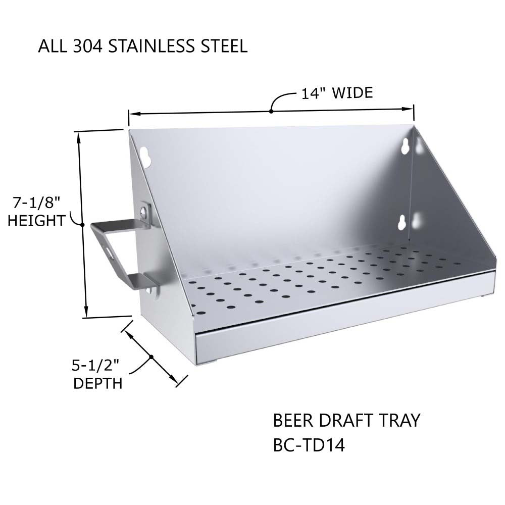 Sunstone Cocktail Tender Beer Draft Drip Tray w/Bottle Opener & Drip Pan - BC-TD14