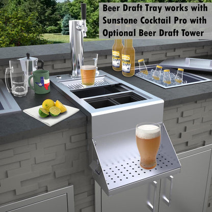 Sunstone Cocktail Tender Beer Draft Drip Tray w/Bottle Opener & Drip Pan - BC-TD14