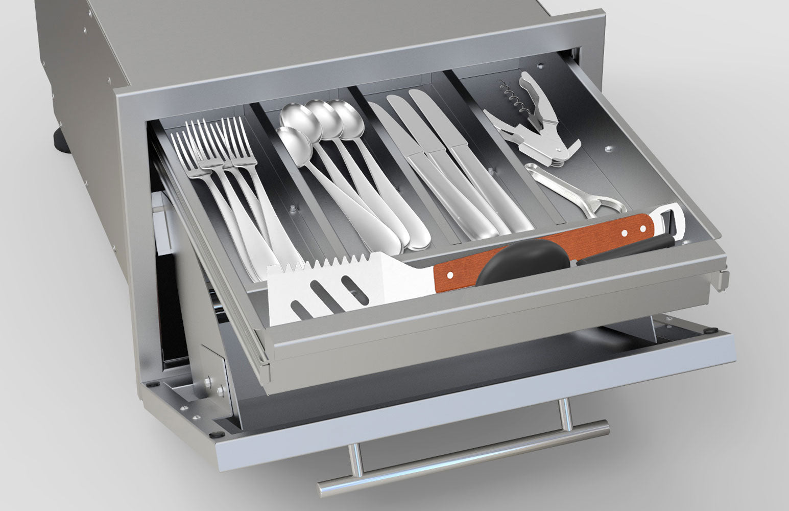 Sunstone Designer Series 13"H Multi-Configurable Tilt-out Paper Towel, Cutlery Drawer & Cutting Board Combo - DE-DPCF13 - Drawer With Cutlery Set Inside