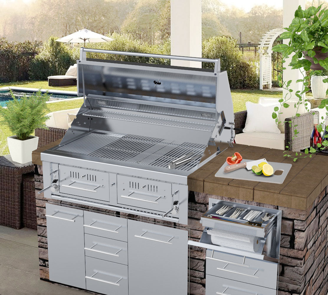 Sunstone Designer Series 13"H Multi-Configurable Tilt-out Paper Towel, Cutlery Drawer & Cutting Board Combo - DE-DPCF13 - Outdoor Kitchen Setup