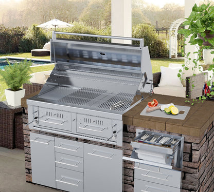 Sunstone Designer Series 13"H Multi-Configurable Tilt-out Paper Towel, Cutlery Drawer & Cutting Board Combo - DE-DPCF13 - Outdoor Kitchen Setup