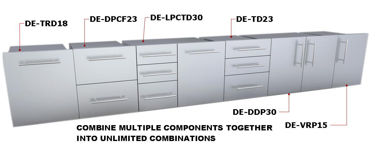 Sunstone Designer Series 15" Multi-Configurable Single Door w/Shelf - DE-DVL15 - Multiple Cabinet Components in Various Configurations