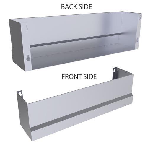 Sunstone Heavy-Duty Speed Rail Pocket Shelf - SCC30KB-SPRAIL - Back View and Front View