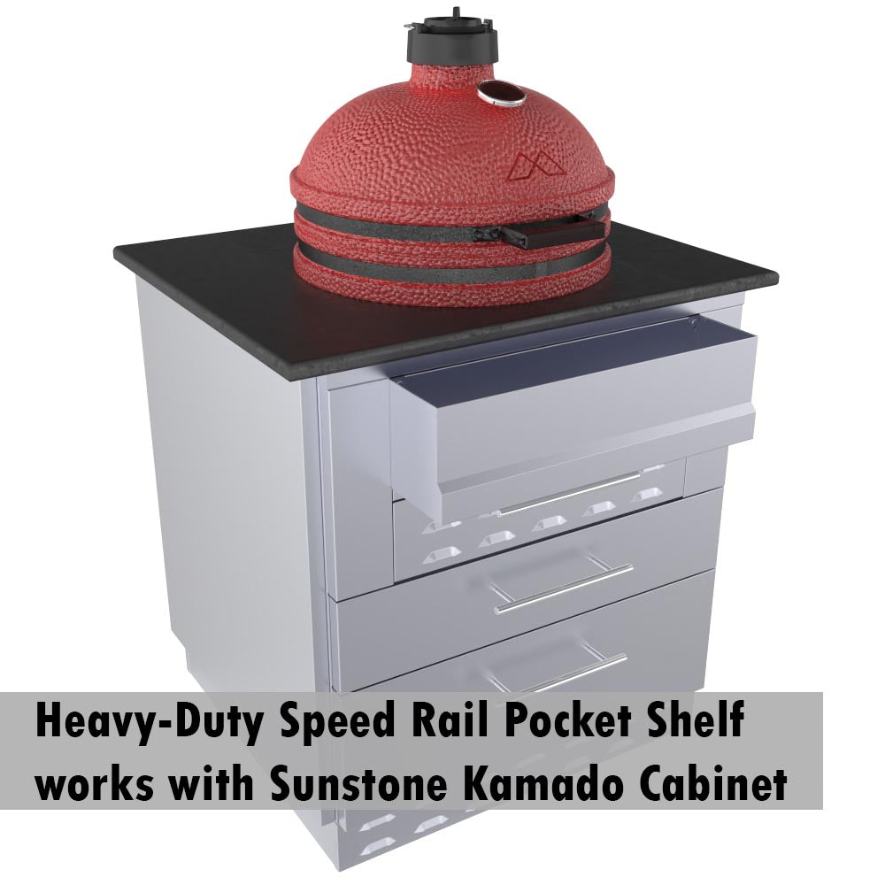 Sunstone Heavy-Duty Speed Rail Pocket Shelf - SCC30KB-SPRAIL - Heavy-Duty Speed Rail Pocket Shelf with Kamado Cabinet