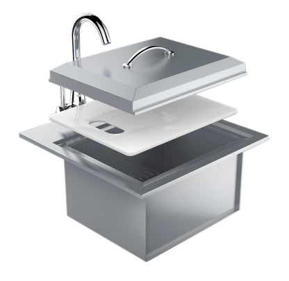 Sunstone Premium Drop In Sink W/ Hot and Cold water Faucet & Cutting Board - B-PS21