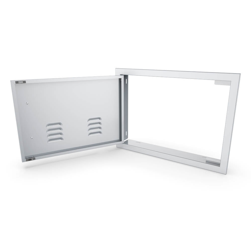 Sunstone Signature Series Horizontal Beveled Frame Single Access Doors Vented - BA-VDHL1420 - Door Open View
