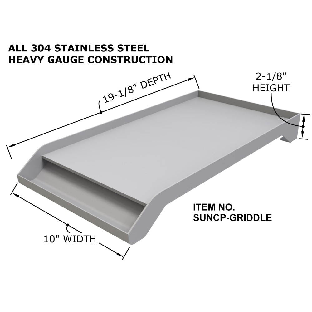 Sunstone Solid Steel Powder Coasted Griddle - SUNCP-GRIDDLE - With Dimension