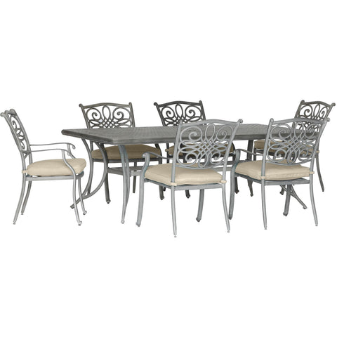 Hanover traditions 7 piece 6 dining chairs 38x72 inch cast table TRADDNG7PC-BLU