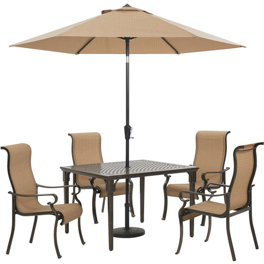 hanover-brigantine-5-piece-4-sling-dining-chairs.-42-inch-square-cast-table-umbrella-and-base-brigdn5pcsq-su