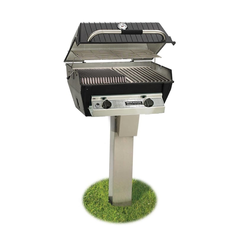 Broilmaster R3B Infrared Combination Gas Grill On Stainless Steel In-Ground Post - R3B+SS48G - Full Grill View