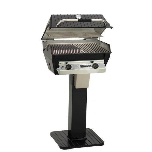 Broilmaster R3BN Infrared Combination Natural Gas Grill On Black Patio Post - R3B+BL26P - Full Grill