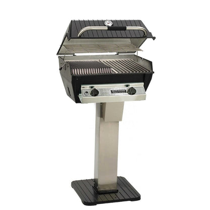 Broilmaster R3B Infrared Combination Propane Gas Grill On Stainless Steel Patio Post