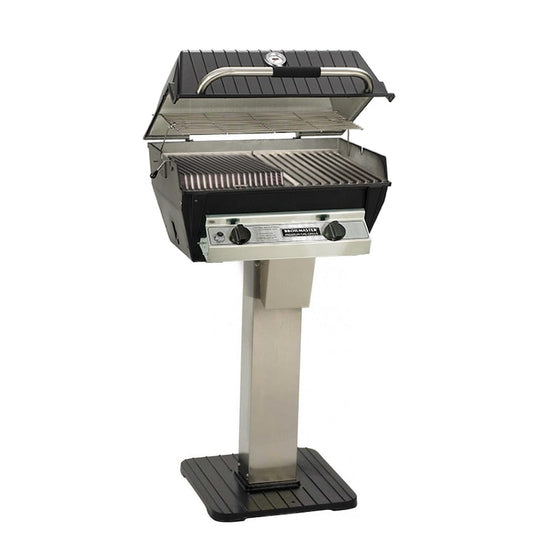 Broilmaster Infrared Combination Grill On Stainless Steel Patio Post - R3B + SS26-P - Full Grill