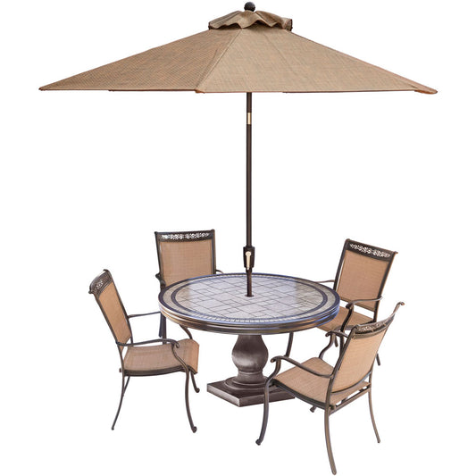 hanover-fontana-5-piece-4-sling-dining-chairs-51-inch-round-tile-top-table-umbrella-fntdn5pctn-su