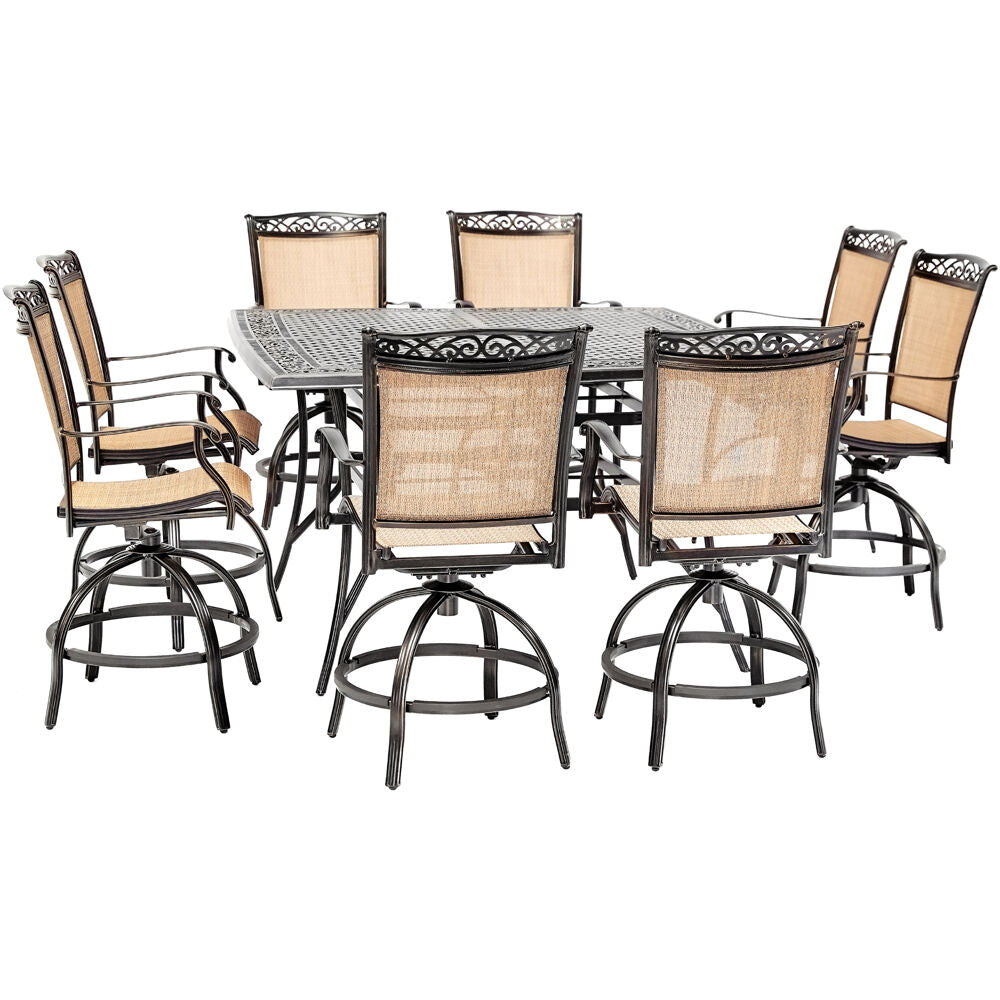 hanover-fontana-9-piece-8-counter-height-swivel-sling-chairs-and-60-inch-square-cast-table-fntdn9pcbrsq