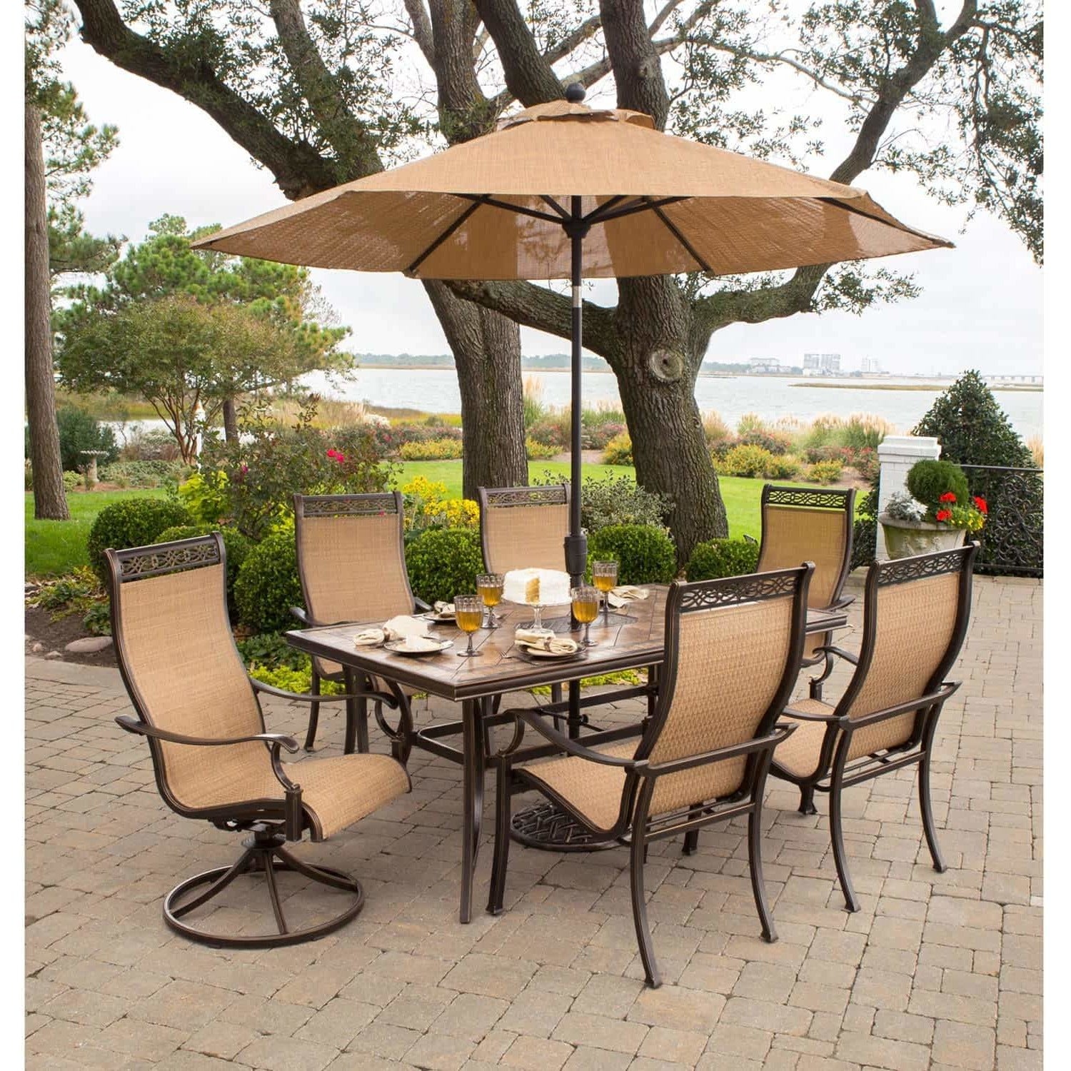 Hammond Brandywine 7Pc patio dining set 4 Chairs, 2 Swivel, Table - M&K Grills