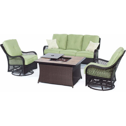 Hammond Brentwood 4pc fire pit table set loveseat 2 swivel chairs - M&K Grills