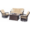 Image of Hammond Brentwood 4pc fire pit table set loveseat 2 swivel chairs - M&K Grills