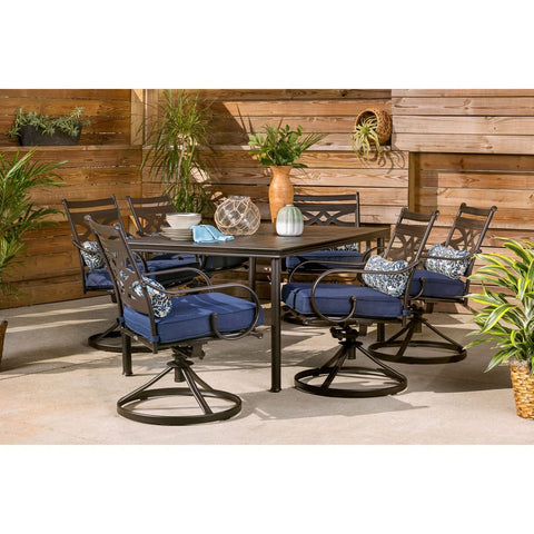 hanover-montclair-7-piece-6-swivel-rockers-40x66-inch-dining-table-mclrdn7pcsqsw6-nvy-complete-set