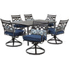 Image of hanover-montclair-7-piece-6-swivel-rockers-40x66-inch-dining-table-mclrdn7pcsqsw6-nvy-set