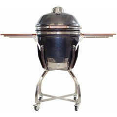 Heat 19 Inch Ceramic Kamado Grill w/Shelves + Cart, Graphite
