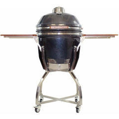 Heat 19 Inch Ceramic Kamado Grill, with cart, shelves and Cover, Graphite