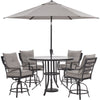 Image of hanover-lavallette-5-piece-4-swivel-bar-chairs-bar-glass-table-umbrella-and-base
