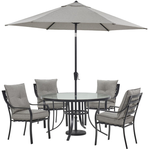 hanover-lavallette-5-piece-4-dining-chairs-round-glass-table-umbrella-and-base-lavdn5pcrd-slv-su