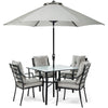 Image of hanover-lavallette-5-piece-dining-set-4-chairs-square-table-1-umbrella-1-umbrella-base