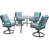 Image of hanover-lavallette-5-piece-4-swivel-dining-chairs-and-square-glass-table