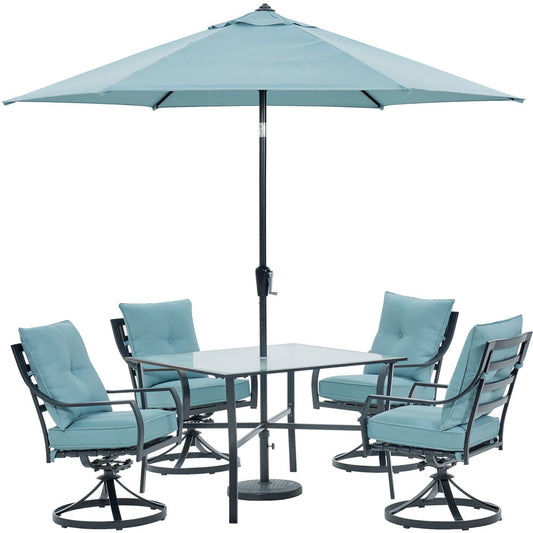 hanover-lavallette-5-piece-4-swivel-dining-chairs-square-glass-table-umbrella-and-base-lavdn5pcsw-blu-su