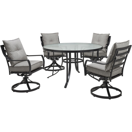 hanover-lavallette-5-piece-4-swivel-dining-chairs-and-round-glass-table-lavdn5pcswrd-slv