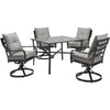 Image of hanover-lavallette-5-piece-4-swivel-dining-chairs-and-square-glass-table