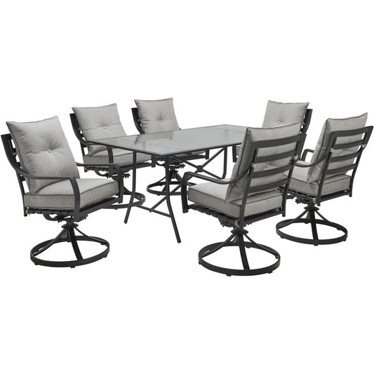 hanover-lavallette-7-piece-6-swivel-dining-chairs-and-rectangle-glass-table-lavdn7pcsw-slv