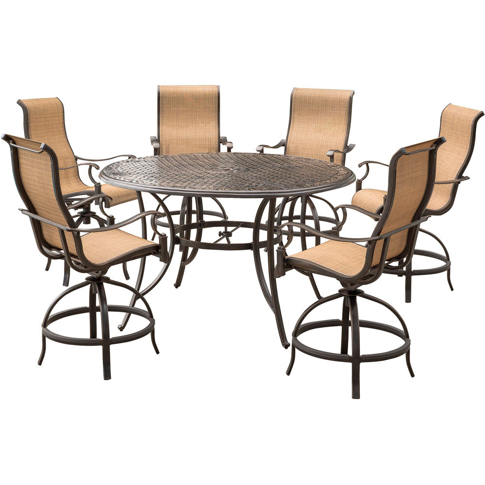 hanover-manor-7-piece-6-sling-counter-height-swivel-chairs-56-inch-round-cast-table-36-inch-height-mandn7pc-br