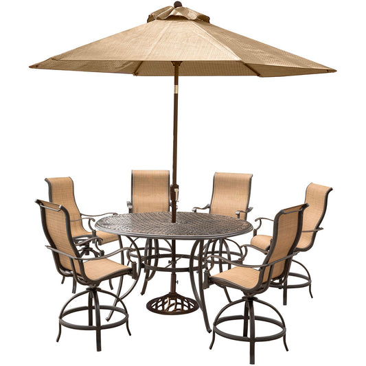 hanover-manor-7-piece-6-sling-counter-height-swivel-chairs-56-inch-round-cast-table-36-inch-height-umbrella-base-mandn7pcbr-su