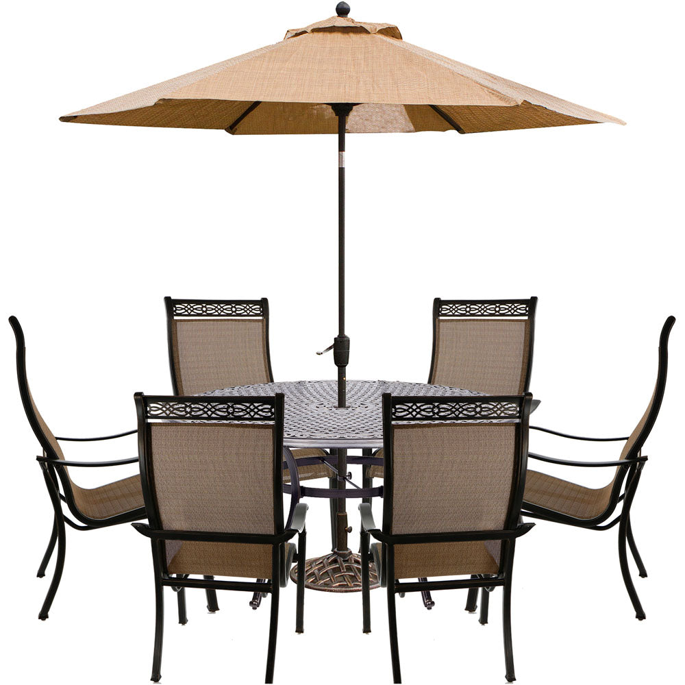 hanover-manor-7-piece-6-sling-dining-chairs-60-inch-round-cast-table-umbrella-base-mandn7pcrd-su