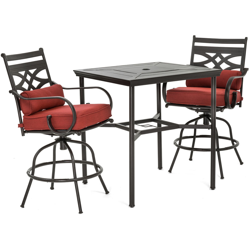 hanover-montclair-3-piece-high-dining-2-swivel-chairs-33-inch-square-high-dining-table-mclrdn3pcbrsw2-chl