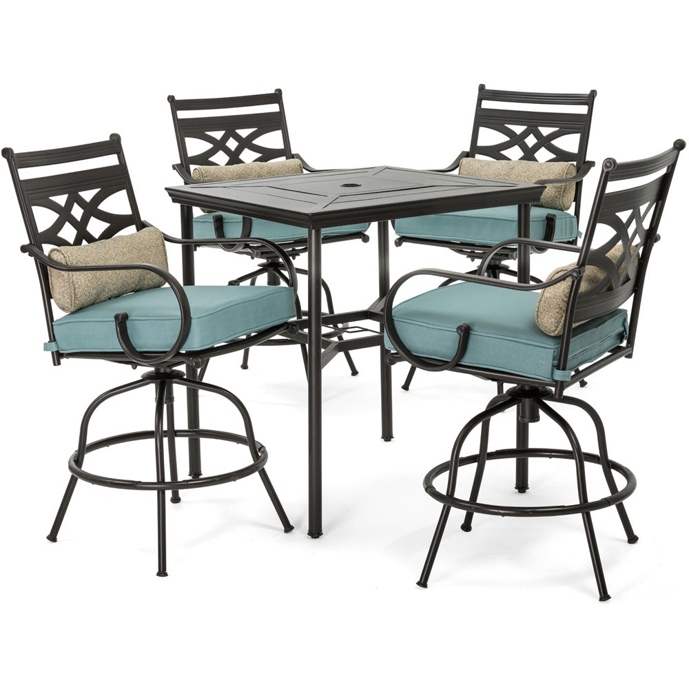 hanover-montclair-5-piece-high-dining-4-swivel-chairs-33-inch-square-high-dining-table-mclrdn5pcbr-blu